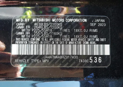 2024 Mitsubishi Eclipse Cross Se S-Awc z USA, uszkodzony, nr VIN JA4ATWAA8RZ017430